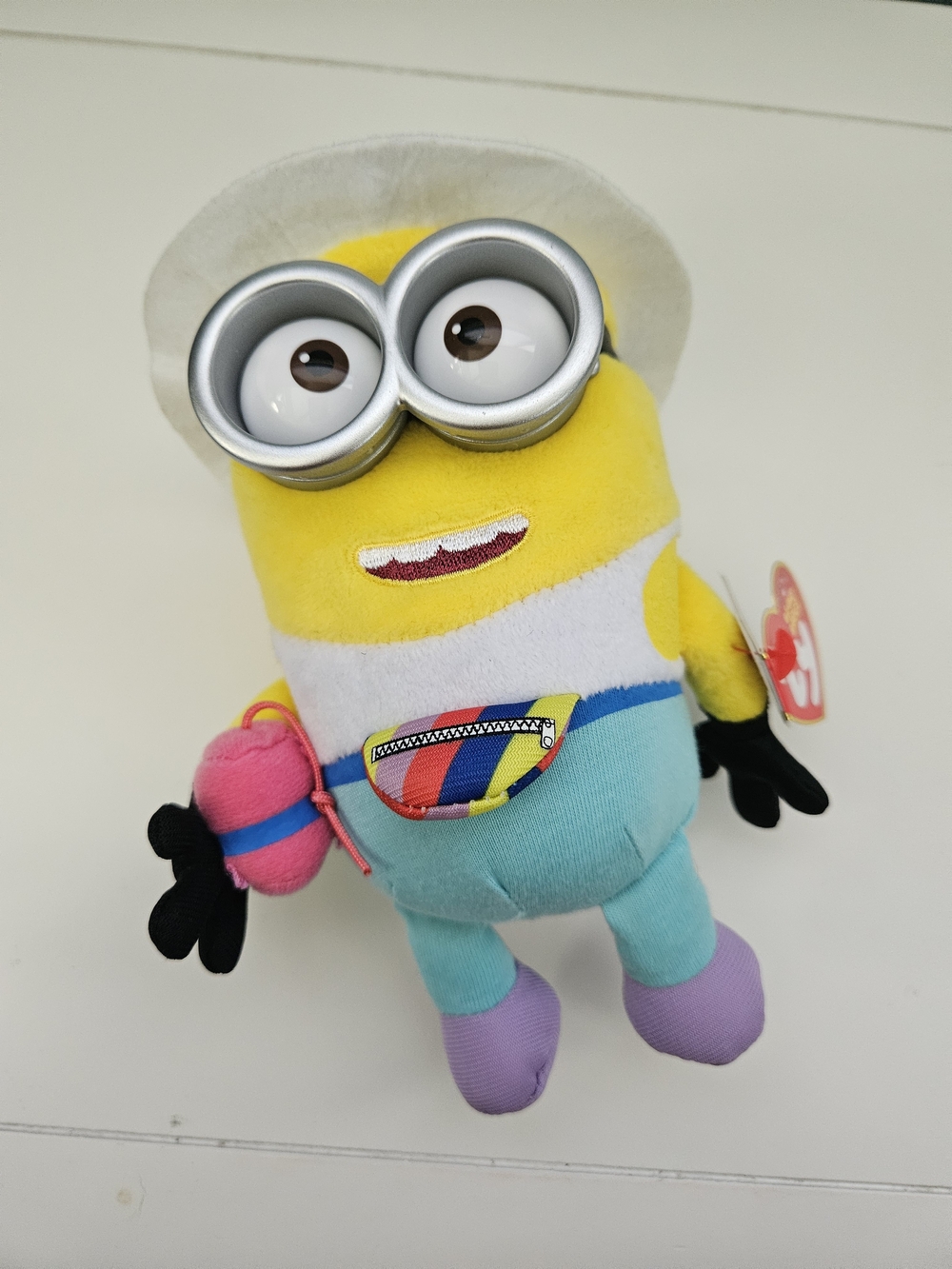 Ty Minion Plush - Yellow with Turquoise Overalls and Purple Boots